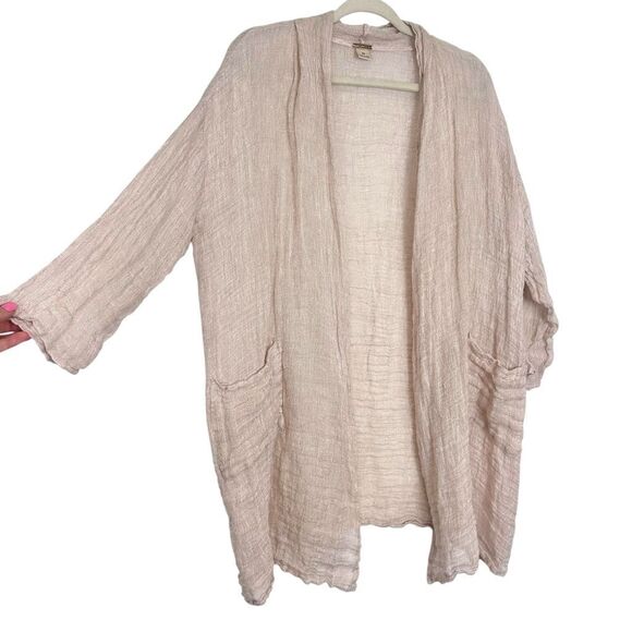 Magaschoni Linen Kimono Sweater Jacket Linen Cardigan Long Open Knit Lightweight - Picture 7 of 16